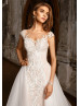 Ivory Lace Tulle Wedding Dress With Detachable Train